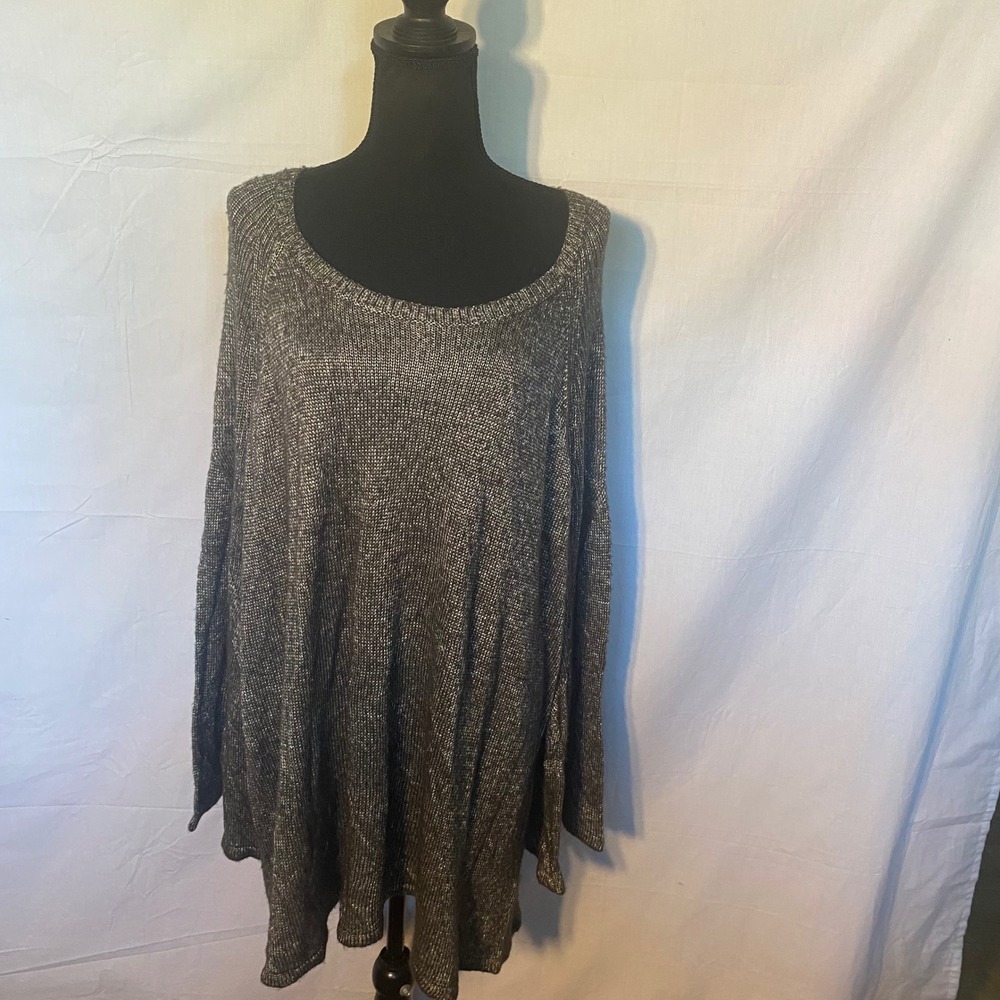 Sejour Women's Metallic Knit Tunic‎ Sweater TopScoop Neck Loose Fit Size2X